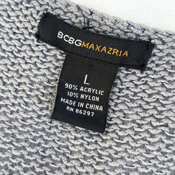 BCBGMAXAZRIA Beaded Sequin Metallic Knit Tank Top | Silver Gray Boho Glam NYE L - Picture 5 of 6